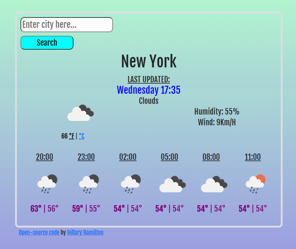 Hillary's Java Weather Project Preview